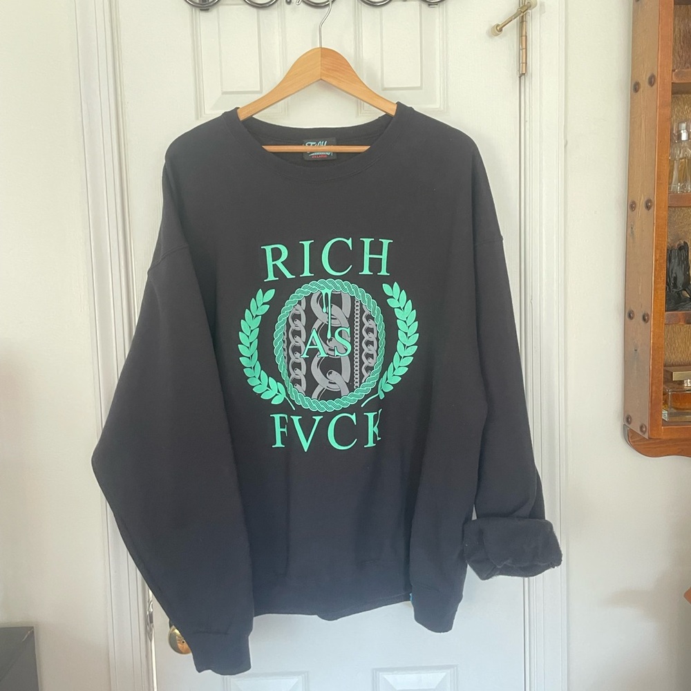 Filthy Rich Af Navy Blue & Lime Pullover Graphic … - image 2